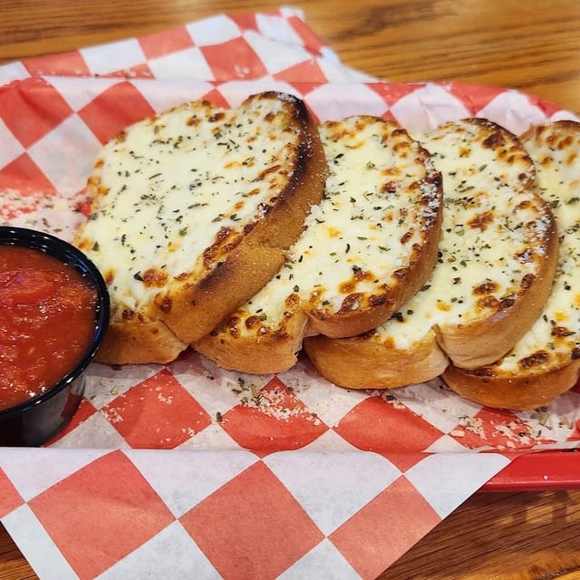 Garlic bread with cheese.